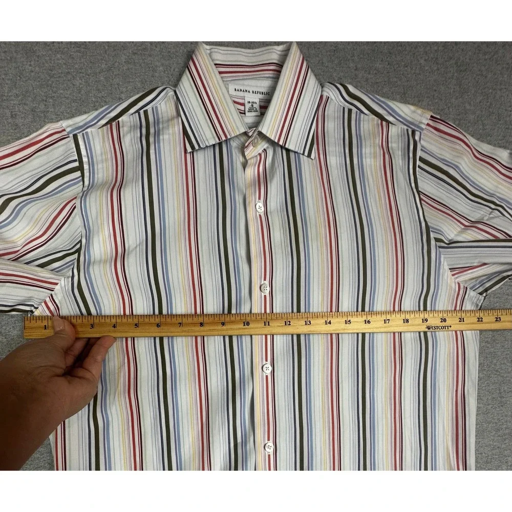 Banana Republic Shirt Mens S Striped Button Down Multicolor‎ 100% Cotton